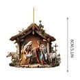 thumbnail image 3 of Charming Wooden Effect Nativity Scene Christmas Ornaments, Jesus Birth Decoration for Traditional Holiday Tree, 3 of 6
