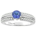 thumbnail image 1 of 14K White Gold Natural Tanzanite & Diamond Ring Round 6 mm, size 6, 1 of 2