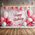 thumbnail image 5 of Pink Themed Happy Birthday Banner Backdrop Background Party Decors for Birthday Party Celebrations Photography Props Photo Booth Decorations, 5 of 8