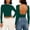Green, variant on Women Backless Long Sleeve Tops Crewneck Slim Fitted Crop Tee Shirts Y2K Stretchy Bodycon Basic Yoga Shirts