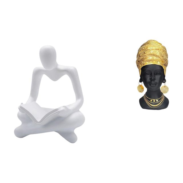 Figura de pensador abstracto, estatua de mujer africana, adorno de resina, decoración artística, escultura moderna única, adecuada para estante de ofi