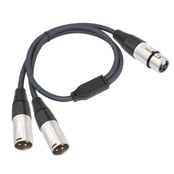 Cable divisor XLR Devinal para micrófono de 1 hembra a 2 machos, 60 cm