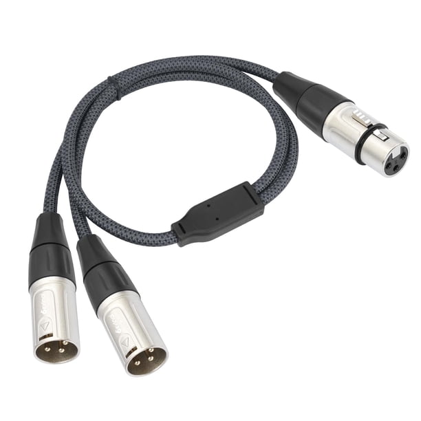 Cable divisor XLR Devinal para micrófono de 1 hembra a 2 machos, 60 cm