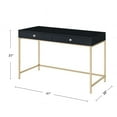 thumbnail image 3 of Simple Relax Rectangular Writing Desk with 2 Drawers in Black and Gold, 3 of 5
