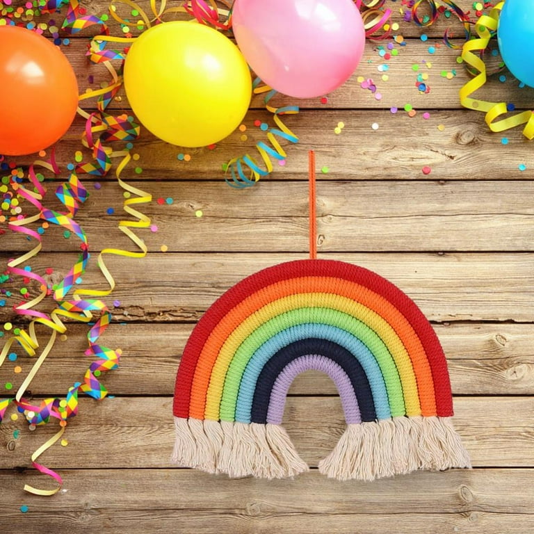  Happy Birthday Banner with Paper Pom Poms Cake Topper, Rainbow  Happy Birthday Banner, Colorful Circle Paper Garland with Triangle Flags  for Birthday Party Supplies, Happy Birthday Decorations : Office Products