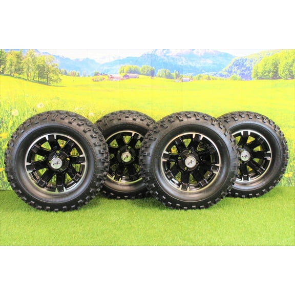 Antego Tire and Wheel (Set of 4) 23x10.50-12 BLACK Aluminum Golf Tire Wheel Assemblies