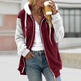 thumbnail image 4 of Reduce Womens Oversized Fuzzy Fleece Open Front Hooded Pockets Cardigan Jackets Loose Fit Sherpa Coat Color Block Print Winter Warm Plush Zip Outerwear (Blue#01 XXL), 4 of 7