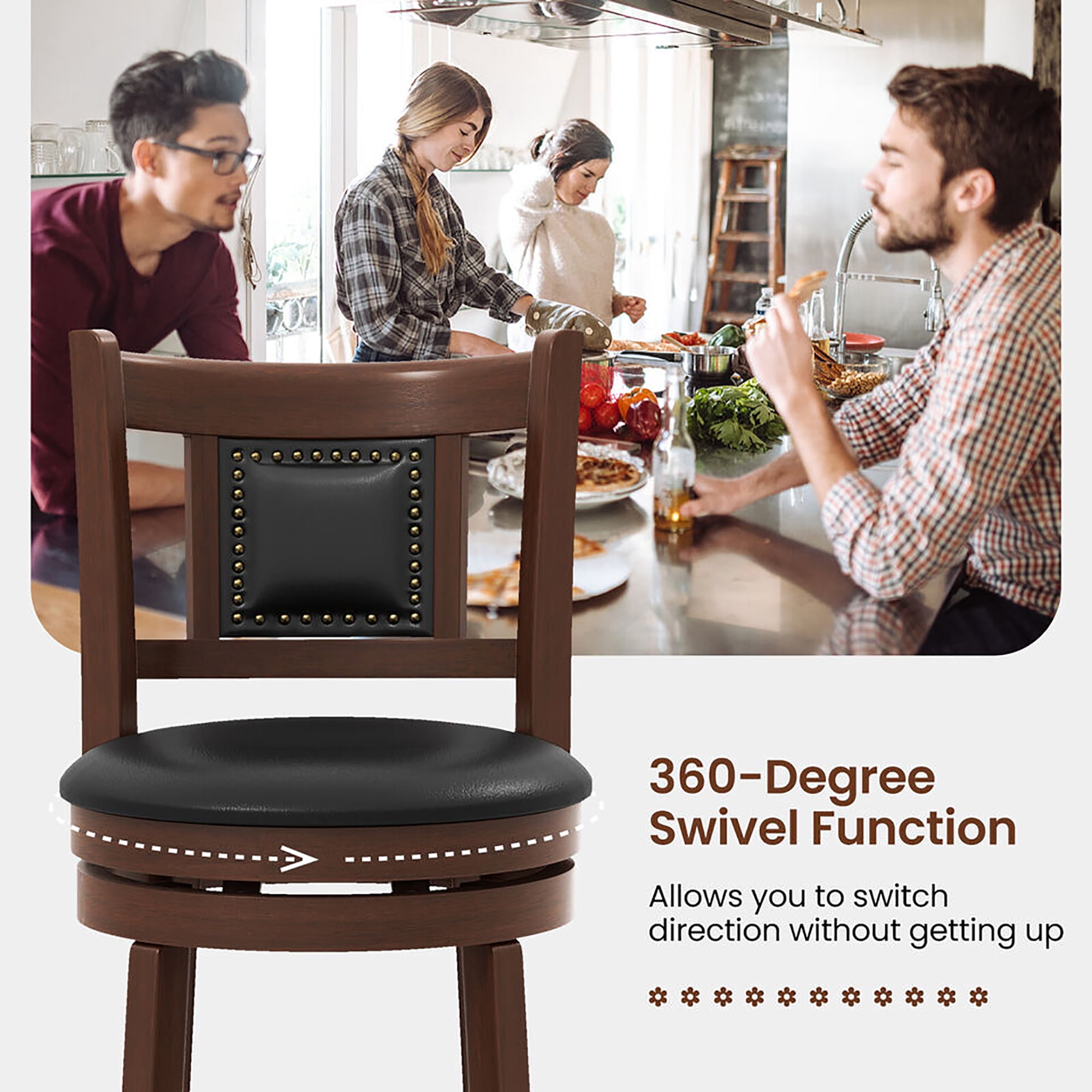 Gymax 30.5'' Swivel Bar Stool Set of 2 Counter Height Bar Stools Armless Chairs for Pub