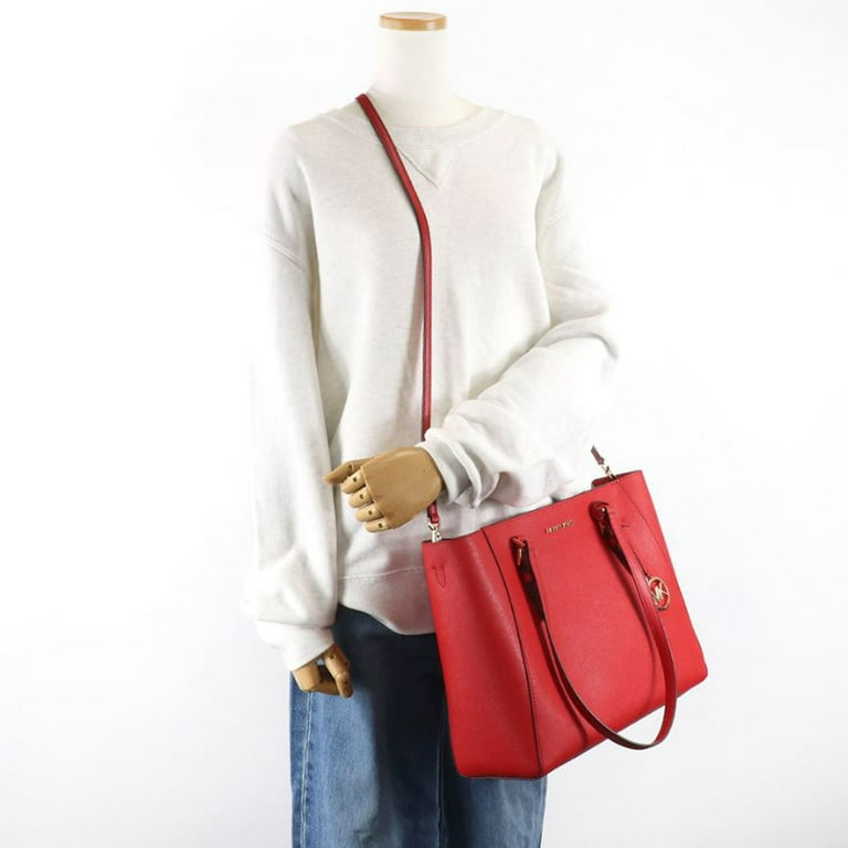 Michael Kors Women's Leather MK Pattern Crossbody Tote Bag Michael Kors Women's Leather MK Pattern Crossbody Tote Bag