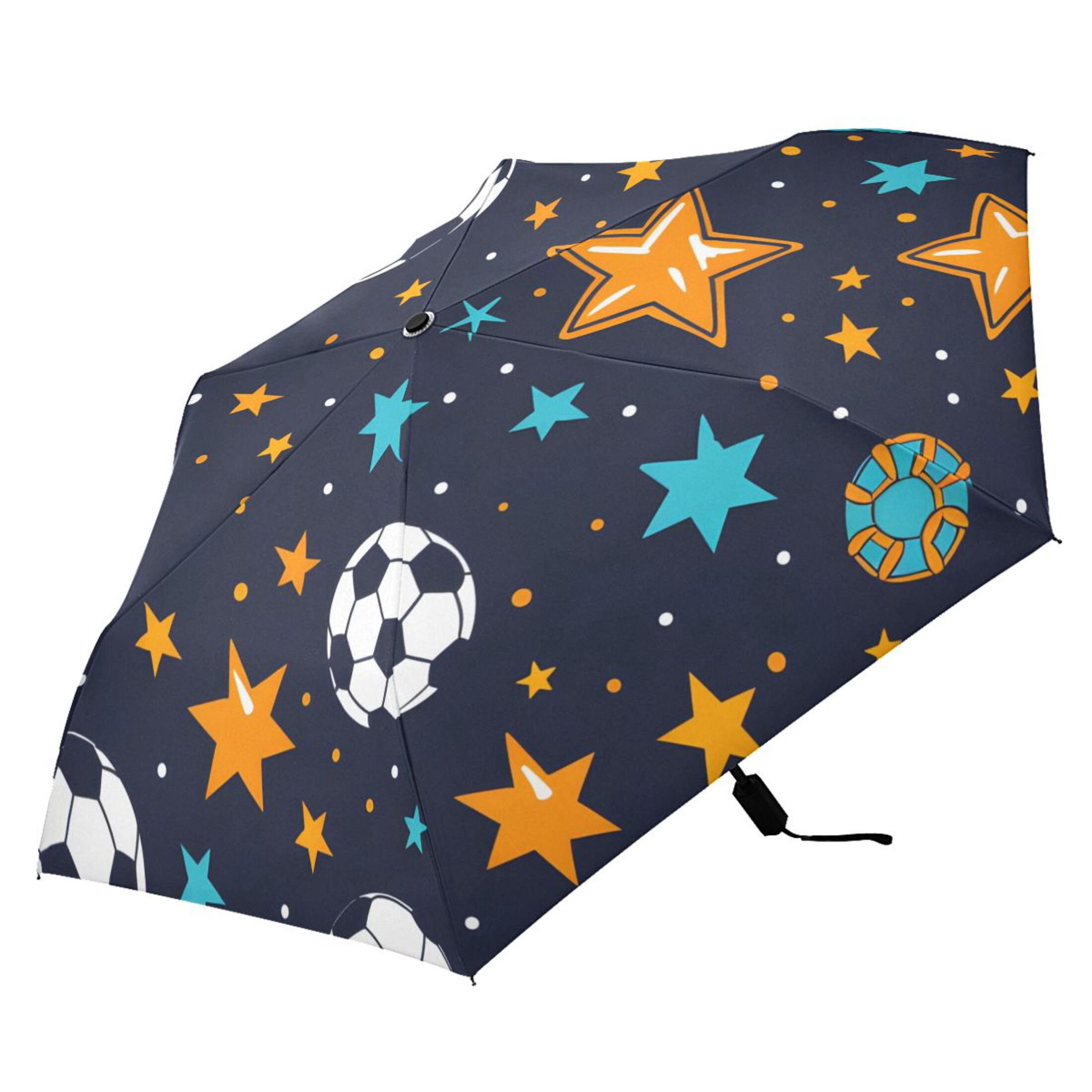 ALAZA Football and Star UPF 50+ Compact Folding Umbrella for Rain Travel Umbrella Packable