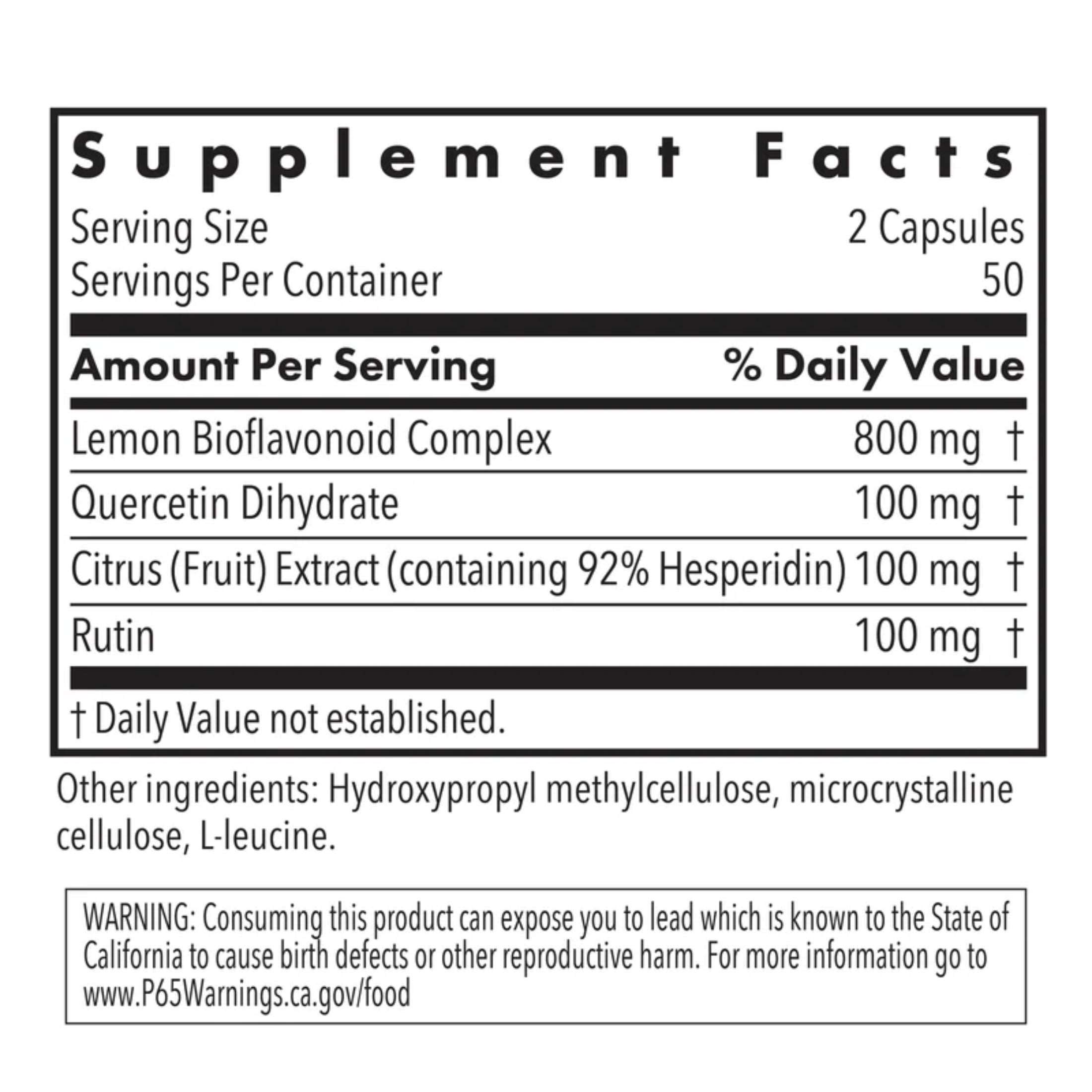 ARG Quercetin & Bioflavonoids - Quercetin Supplement with Lemon Bioflavonoid Complex - Rutin & Citrus Extract - Antioxidant & Immune Support - Vegetarian - 50 Servings - 100 Capsules