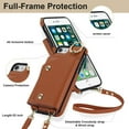 thumbnail image 5 of Phone Case for iPhone 7/8/SE 2020/2022 Wallet Cover with Screen Protector Ring Stand Card Holder Crossbody Strap Cell iPhone7 iPhone8 7s 8s i SE2020 SE2022 2/2nd/3/3rd Generation SE2 SE3 Women Brown, 5 of 13