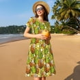 thumbnail image 4 of Sikiie Tropical Summer Fruit Print Women's Short-sleeved Dress, Round Neck Slim Knee-length Dress, Summer Clothing Suitable for Daily Leisure and Vacation, 4 of 6