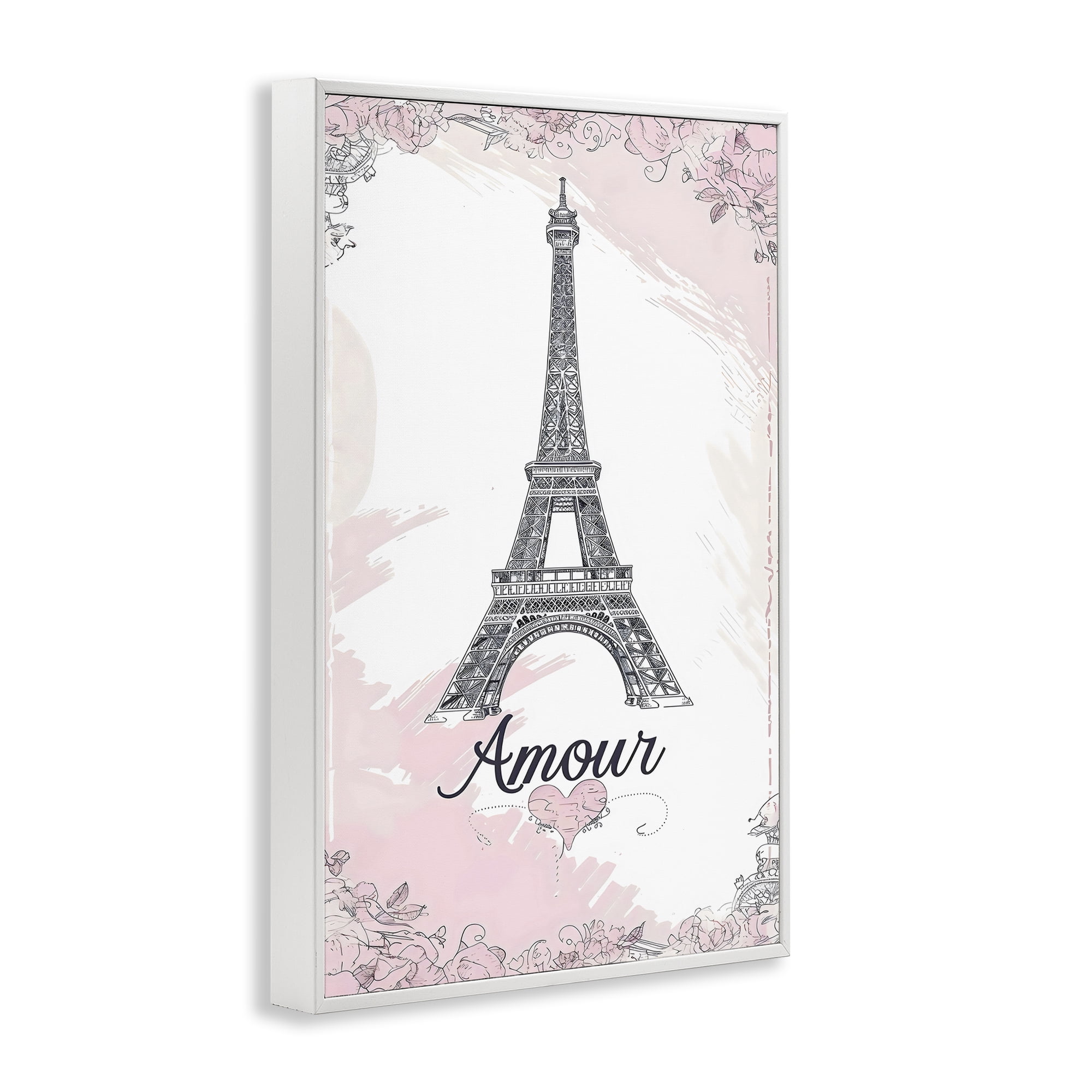 Stupell Industries Amour Vintage Eiffel Tower White Framed Giclee Art, design by Creative Studio