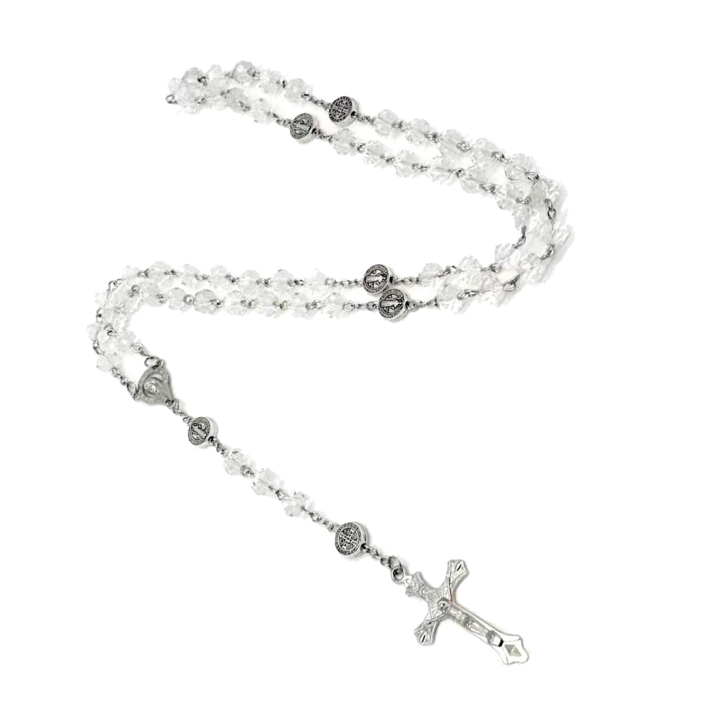 WINDLAND Colorful Crystal Bead Rosary Necklaces Cross Pendant Catholic Religious Necklace