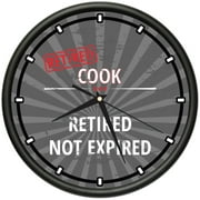 Retired Cook Design Wall Clock | Precision Quartz Movement | Retired Not Expired Funny Home Dcor | Home, Office or Bedroom Decoration Retirement Personalized Gift