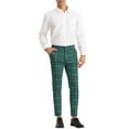 thumbnail image 2 of Unique Bargains Men's Plaid Slim Fit Flat Front Business Checked Trousers 32 Green, 2 of 6