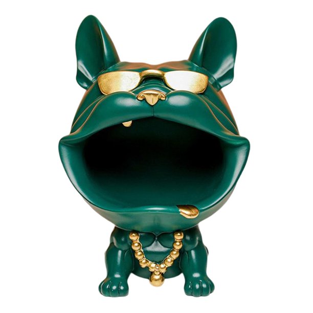 Bandeja de almacenamiento para esculturas de perros, contenedor de artículos diversos, soporte de almacenamiento multifunción, caja de almacenamiento Verde Gloria Bandeja de escultura