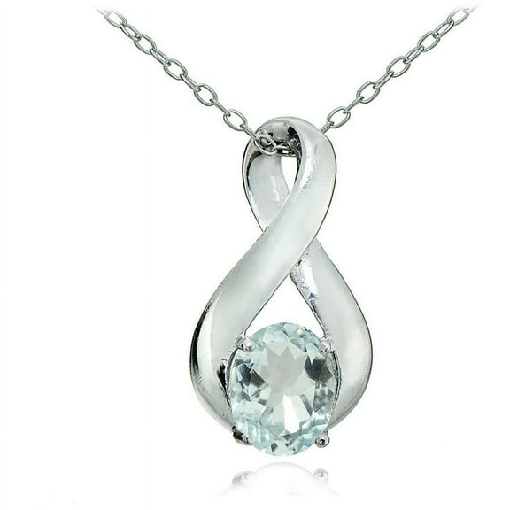 Sterling Silver Aquamarine Polished Infinity Necklace