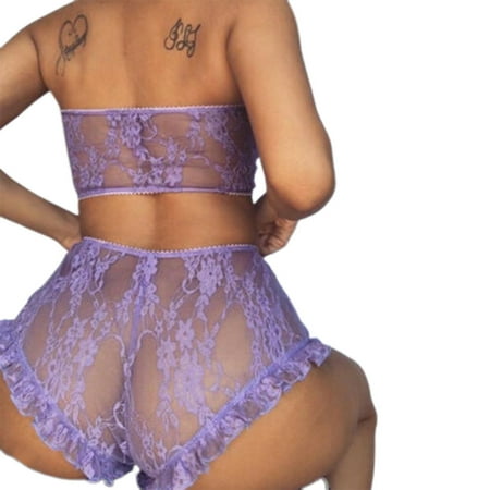 

2PCS Women Lace Lingerie Underwear G-string Babydoll Sleepwear Bra Set