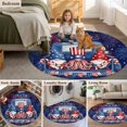 thumbnail image 6 of Independence Day Washable Round Area Rug 6 ft, Watercolor Blue Truck Cute Gnome Firework, Soft Non Slip Rugs Stain Repellent Indoor Felt Carpet for Living Dining Room Bedroom Home Office, 6 of 9