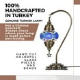 thumbnail image 5 of DEMMEX Authentic Turkish Lamp, Made in Turkey, Turkish Moroccan Mosaic Table Bedside Lamp, 100% Handcrafted, Antique Brass Color Metal Body and Decorated Metal Base, Gooseneck, 15", Blue&Multicolor, 5 of 8