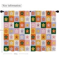 thumbnail image 5 of Colorful Plaid Checkered Flower Kitchen Curtains Retro Multicolored Cute Floral Bathroom Curtains Window Treatment Drapes Funky 70S Cafe Small Bedroom Short Patchwork Curtains 27.5x36 Inch, 5 of 6