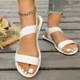 thumbnail image 4 of Gealkoca Elastic Ankle Strap Flat Sandals for Women Comfortable Elastic Strappy Sandals Round Toe Summer Slides for Walking Beach & Travel, 4 of 9