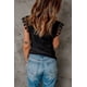 thumbnail image 1 of ABPHQTO Camiseta sin mangas con cuello en V acanalado de croché de encaje negro para mujer, 1 of 5