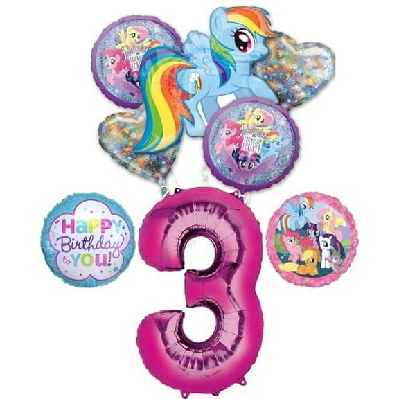 My Little Pony 3rd Birthday Party Supplies Rainbow Dash Balloon Bouquet Decorations