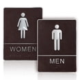 thumbnail image 1 of Letrero de baño para hombres y mujeres con Braille, 2 letreros de baño para negocios, letreros de baño con cinta de doble cara para negocios, 1 of 5