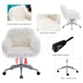 thumbnail image 4 of Fluffy Office Desk Chair, Faux Fur Modern Swivel Armchair with Wheels, Soft Comfy Fuzzy Accent Makeup Vanity Chairs for Women Girls, Home Living Dressing Room Bedroom, White, 4 of 8