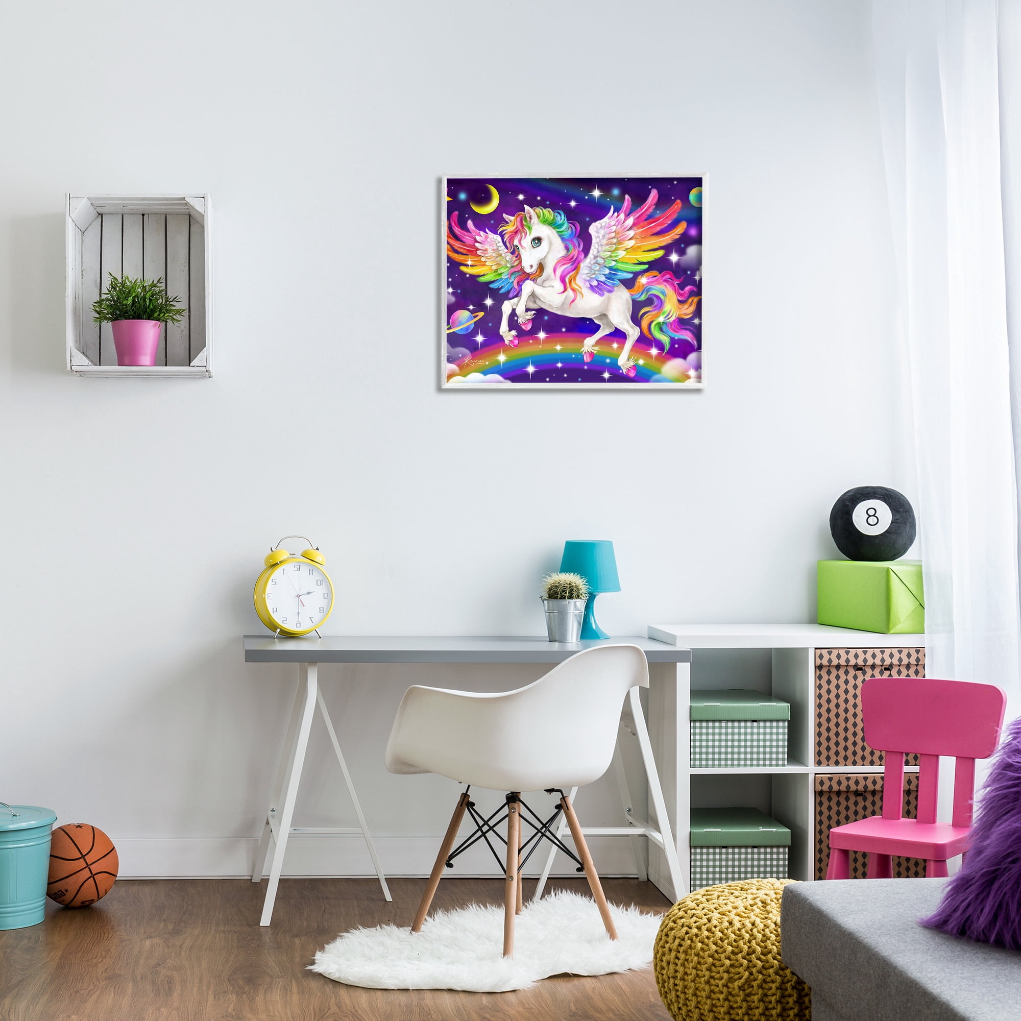 Stupell Industries Outer Space Unicorn Fairy Tales & Fantasy Painting White Framed Art Print Wall Art, 30 x 24