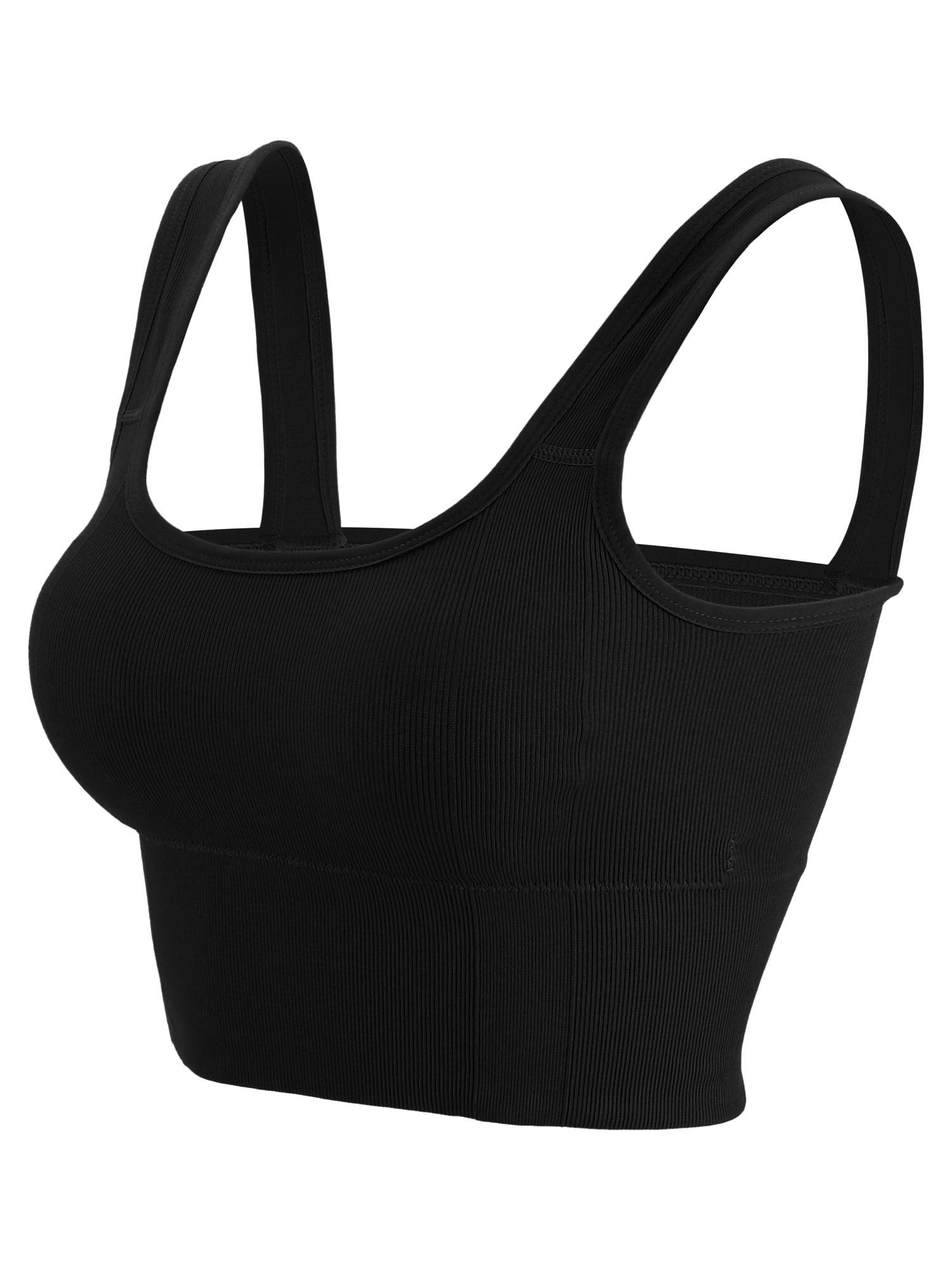 Spencer Women's Seamless Sports Bra High Impact Sleeveless Padded Yoga Bra  Workout Crop Tank Tops (L/XL, Black)