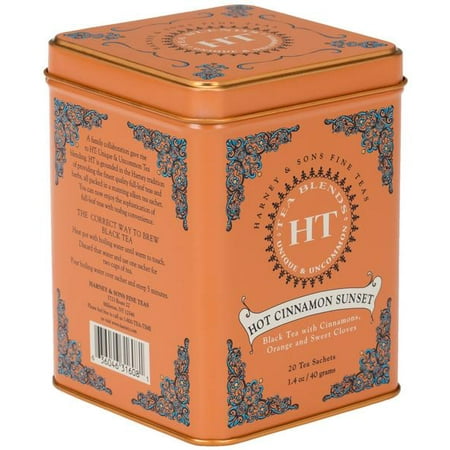 Harney & Sons, Hot Cinnamon Sunset, Black Tea with Cinnamon, Orange, and Sweet Cloves, 20 (Best Hot Tea Brands)