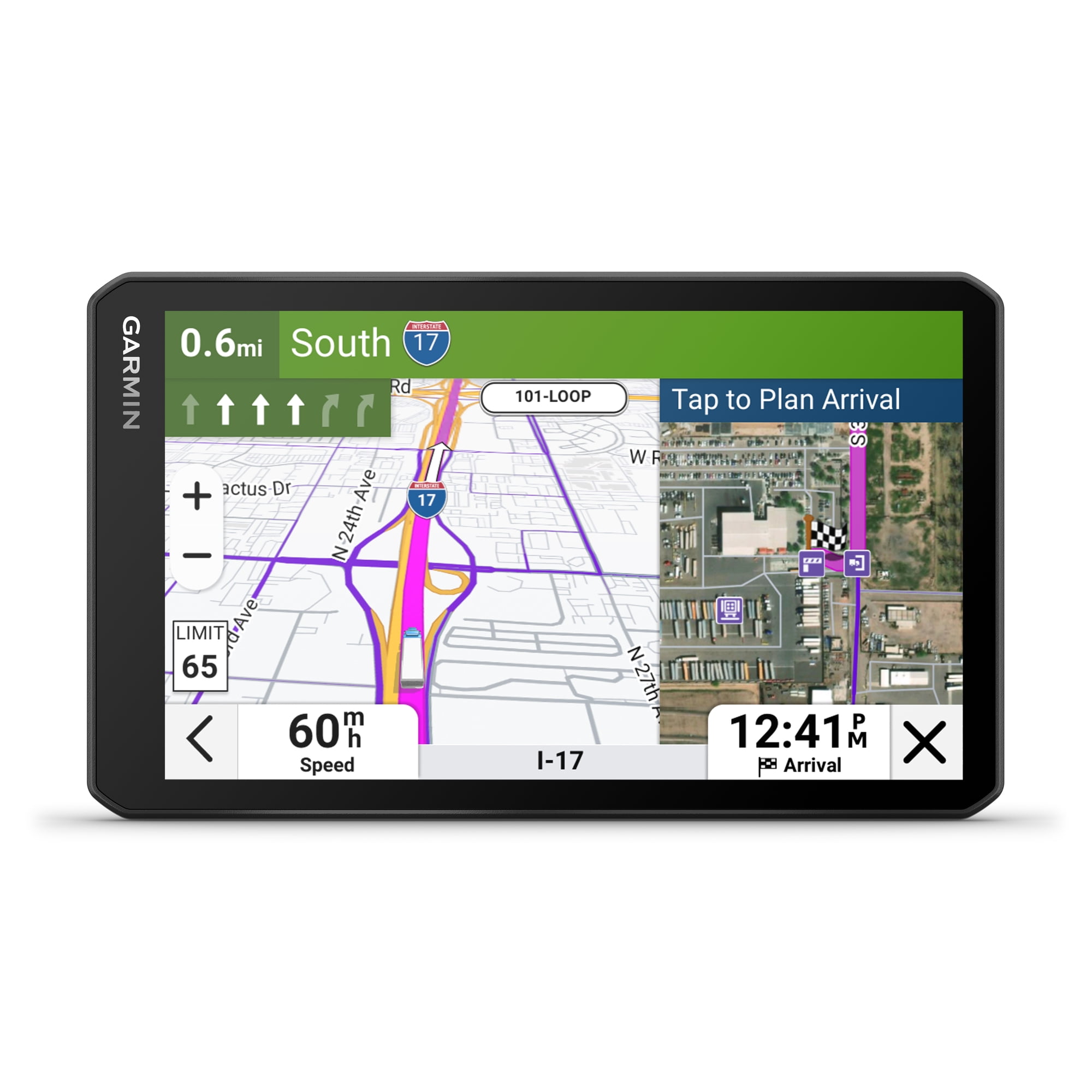 Garmin dēzl™ OTR720, Large High-Res 7” GPS Truck Navigator, Custom Truck Routing, Satellite Imagery, Wind Speed, Community-Shared Loading Docks, Truck Entrances & Parking Availability