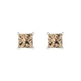 thumbnail image 3 of 2 ct Push-Back Stud Earrings for Women | 5.5mm Princess Cut Yellow Moissanite | 18K White Gold, 3 of 5