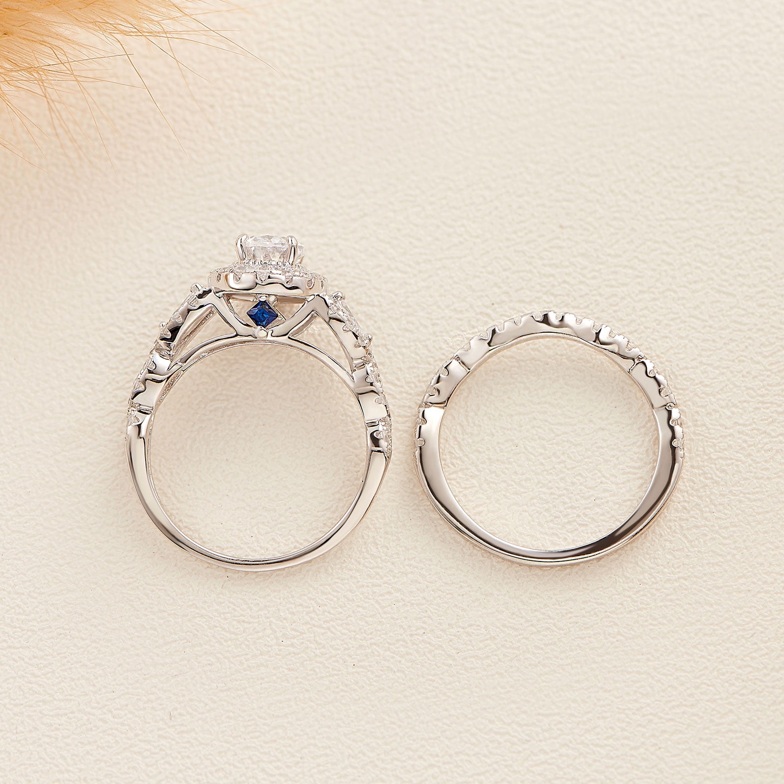 Newshe Engagement Wedding Ring Set For Women 925 Sterling Silver 2.5ct Pear Shape White Cz Size 9