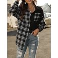 thumbnail image 4 of Txlixc Chaquetas a cuadros para mujeres, solapas y botones de manga larga, chaquetas y abrigos casuales Txlixc moda, 4 of 9