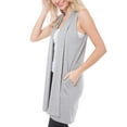 thumbnail image 3 of MixMatchy Women's Open Front Draped Heavyweight Cardigan Long Vest With Side Pockets -Made In USA, 3 of 7