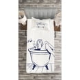 thumbnail image 3 of Ambesonne Wine Quilted Bedspread Set 2 Pcs, Young Woman in Bathtub Art, Twin Size, Dark Blue Red White, 3 of 3