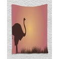 thumbnail image 1 of Ostrich Tapestry, Camel Bird at Sunset Time on the Hill Meadow Evening Wild Animal Landscape, Wall Hanging for Bedroom Living Room Dorm Decor, 40W X 60L Inches, Dried Rose Eggplant, by Ambesonne, 1 of 2