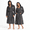 Grey-hooded-One Size, variant on Grey-hooded One Size Unisex Fleece Couple's Bathrobe Set with Mr and Mrs Monograms