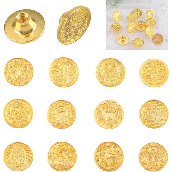 Wax Seal Stamp Heads Set, 12 PCS Brass Magic Theme Seal Stamp Replacement Heads Wax Stamp Head for Wedding Invitations Envelopes Craft Envelope Sealing Greeting Card Gift Package Wrapping