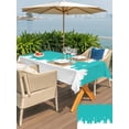 thumbnail image 5 of Outdoor Tablecloth with Umbrella Hole for Patio/Picnic/Party/Camping, Abstract Teal Waterproof Table Cloth Rectangle Table Cover Washable, Modern Minimalist Graffiti Artwork (60"x 84"), 5 of 8
