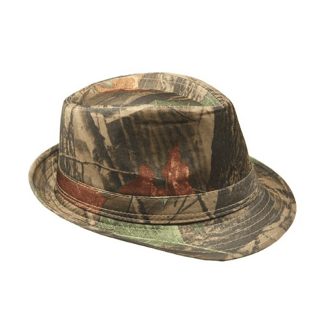 Camo Adult Fedora Hat Gangster Trilby Cuban Style Hunting Woodland Camouflage