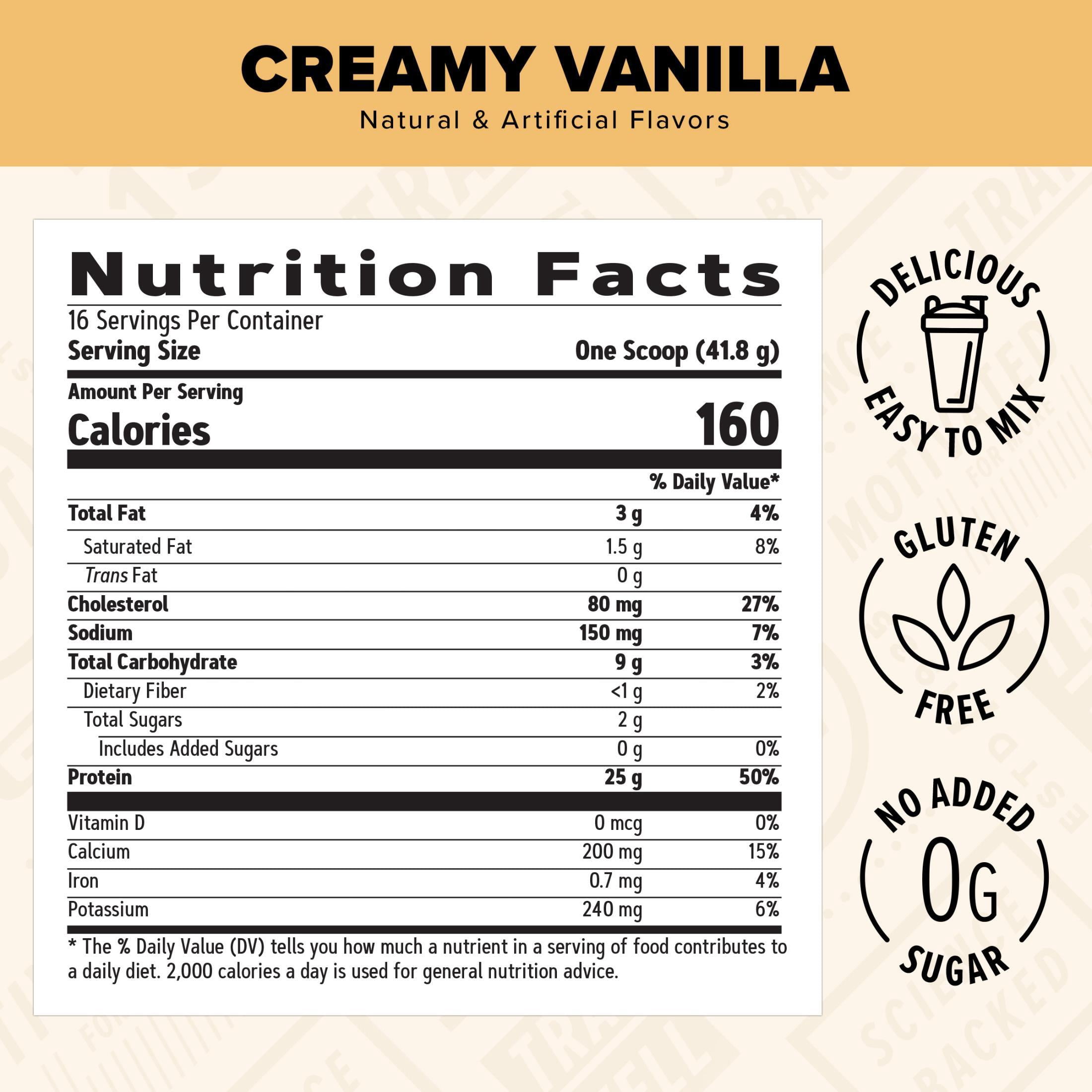 GNC Live Well Protein Powder, 25g Whey Protein, Creamy Vanilla, Gluten Free, No Sugar Added, 16 Servings