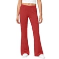 thumbnail image 2 of Afuyipoi Girls Flare Capris Pants Size 5-15 Solid Color High Waist Stretch Casual Sports Leisure Summer Pants for Daily Activities Red Size 14, 2 of 9