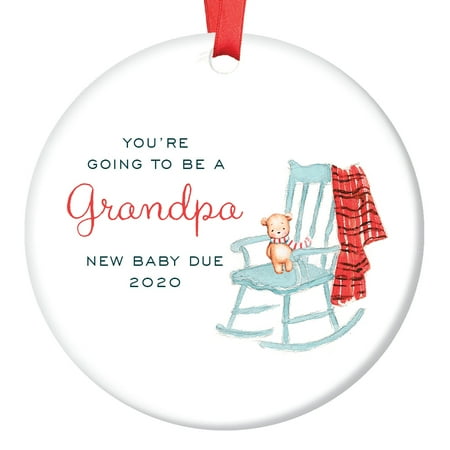 Christmas Pregnancy Reveal Ideas Soon To Be Grandpa Ornament in 2019, Pregnancy Reveal Christmas Ornament for Dad from Pregnant Daughter Son In Law Announcement Ceramic Present 3