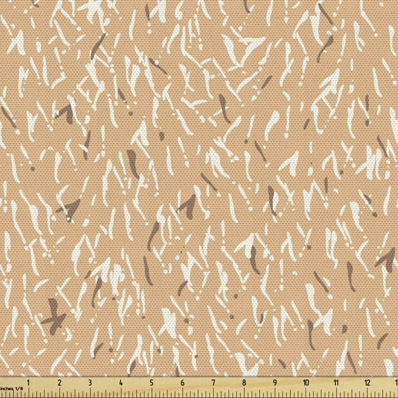 Abstract Fabric by the Yard, Repeating Random Brush Strokes Pattern on Pastel Background, Upholstery Fabric for Dining Chairs Home Decor Accents, Pastel Brown Cocoa by Ambesonne